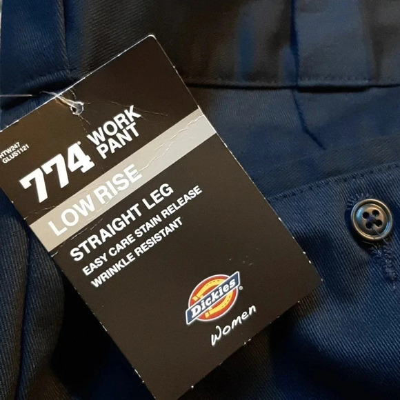 DICKIES WOMEN'S 774 Work Pant Straight Leg Low Rise Size 8T Navy - Picture 2 of 2